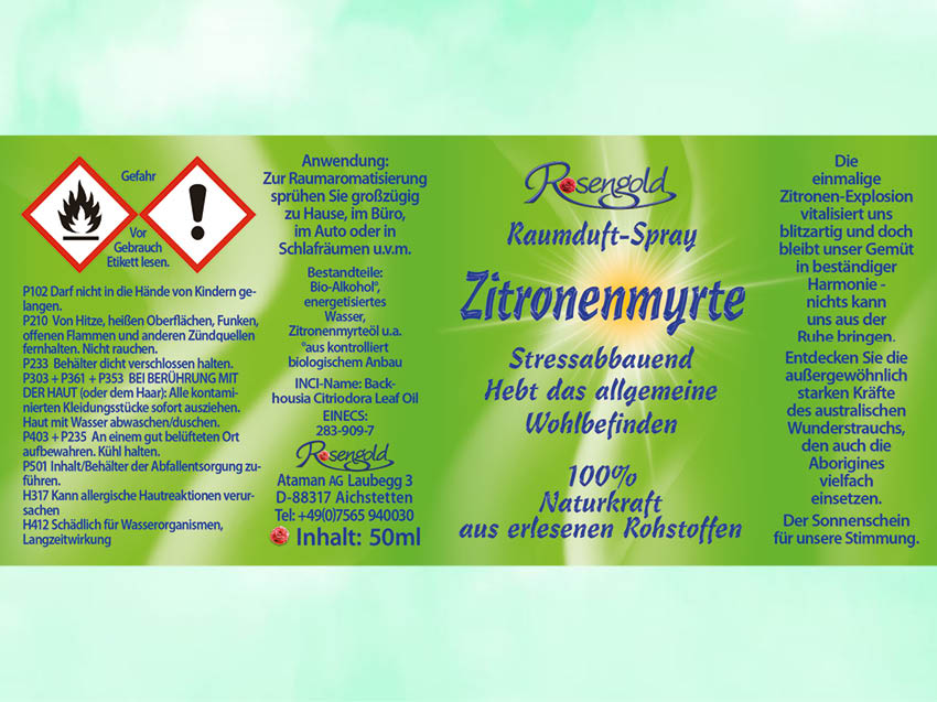 Zitronenmyrte Raumduft-Spray - St-Michaelshof - Rosengrün